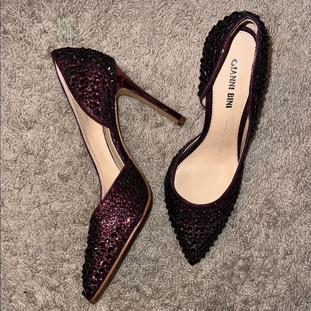 Gianni‎ Bini Pointed Toe Crystal Flats - Deep Burgundy